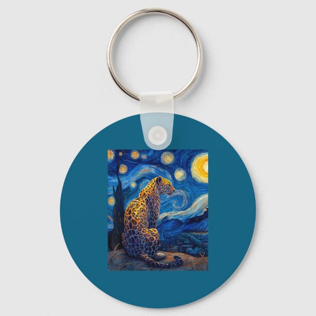 Llavero Leopard - Van Gogh Style Starry Night Funny Graphi (Anverso)