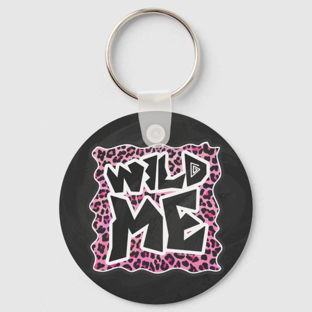 Llavero Leopard Wild Me Black and Hot Pink Design (Anverso)
