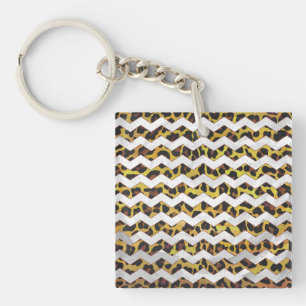 Llavero Leopardo Brown and Yellow Cevron Print