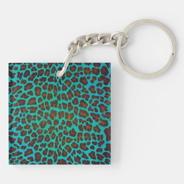 Llavero Leopardo Brown e impresión Verde azulada (Atrás)