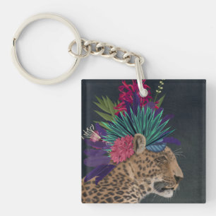 Llavero Leopardo con cabeza tropical