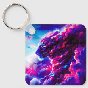 Llavero Leopardo Cósmico Neon Futurista