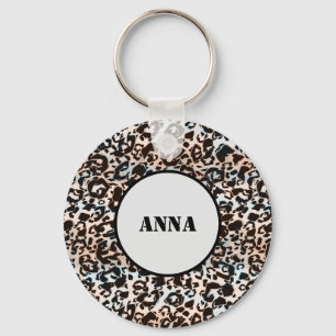 Llavero leopardo, de moda, manchado, marrón,personalizado