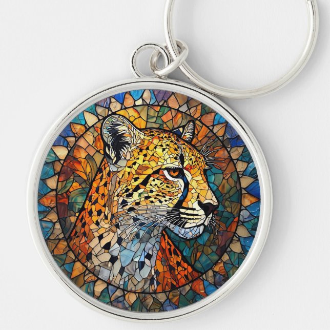 Llavero Leopardo en Colores Vibrantes (Frente)
