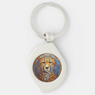 Llavero Leopardo en colores vibrantes y patrones intrincad