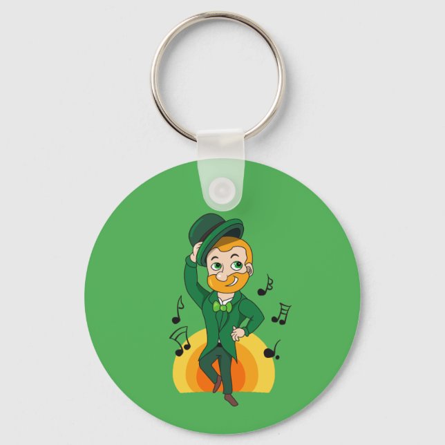 Llavero Leprechaun bailando, personalizado de San Patricio (Anverso)