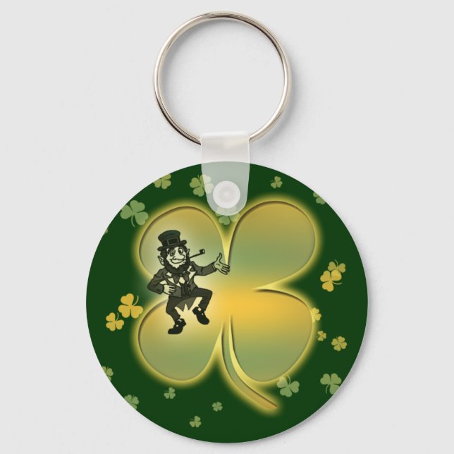 Llavero Leprechaun irish luck shamrock keychain (Anverso)