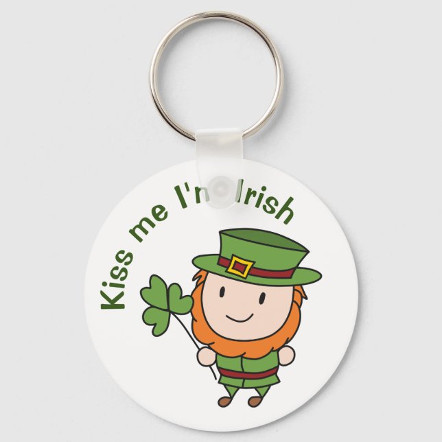 Llavero Leprechaun Kiss Me llamo irlandés (Anverso)