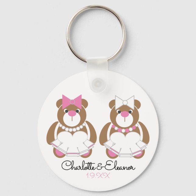 Llavero Lesbian Wedding Teddy Bear Brides   (Anverso)
