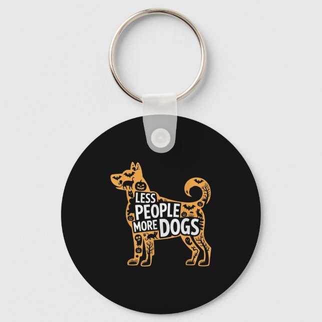 Llavero Less People More Dogs Funny Halloween  (Anverso)