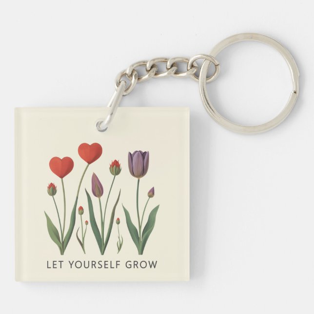 Llavero Let Yourself Grow Floral Heart Tulips Art (Atrás)
