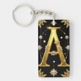 Llavero Letra A de monograma dorado lujoso