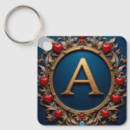 Llavero Letra A elegante con detalles de corazón dorado ✨