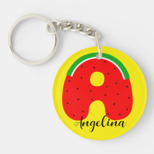 Llavero Letra A Keychain, cadena de sandía, suave