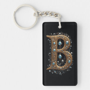 Llavero Letra B dorada con piedras preciosas Embellishme b