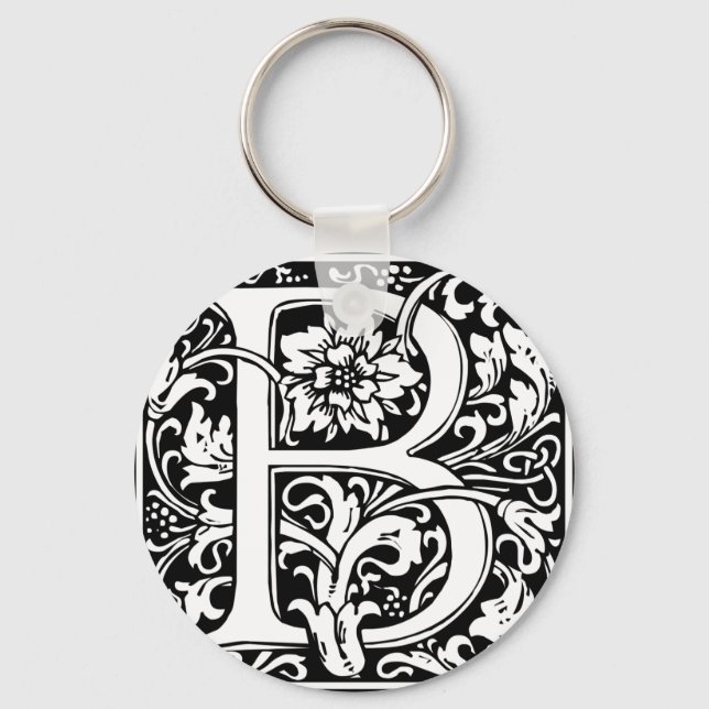 Llavero Letra B Monograma medieval Vintage Inicial (Anverso)