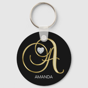 Llavero Letra con monograma personalizada elegante A del