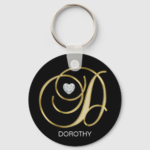 Llavero Letra con monograma personalizada elegante D del