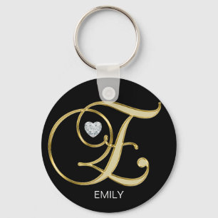 Llavero Letra con monograma personalizada elegante E del