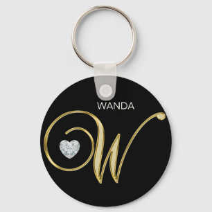 Llavero Letra con monograma personalizada elegante W del