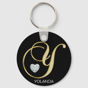 Llavero Letra con monograma personalizada elegante Y del