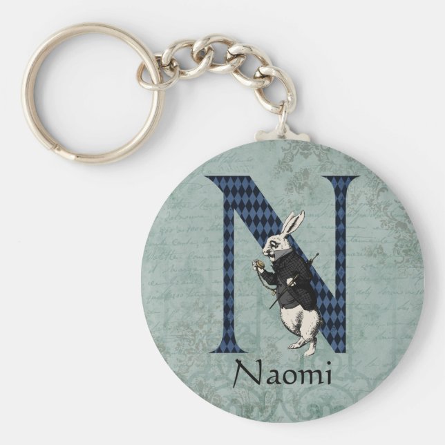 Llavero Letra de conejo blanco de Wonderland N (Frente)