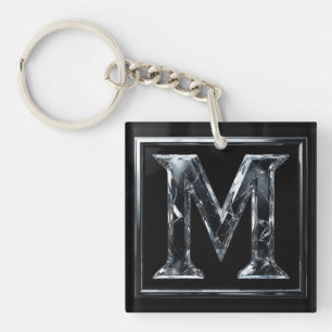 Llavero ❄️ Letra de cristal M regalo inicial para él 🔑