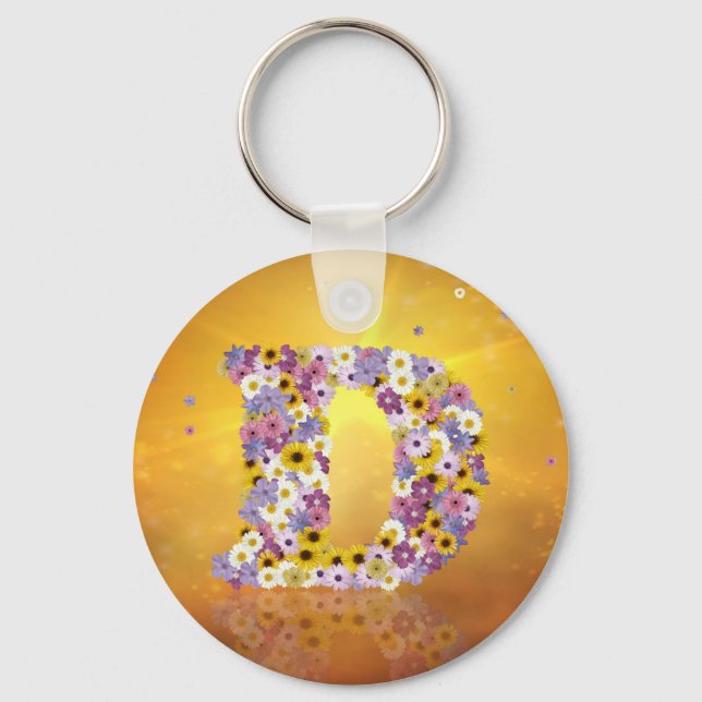 Llavero Letra de flor D (Anverso)
