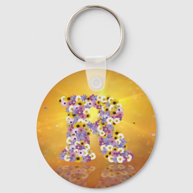 Llavero Letra de flor R (Anverso)