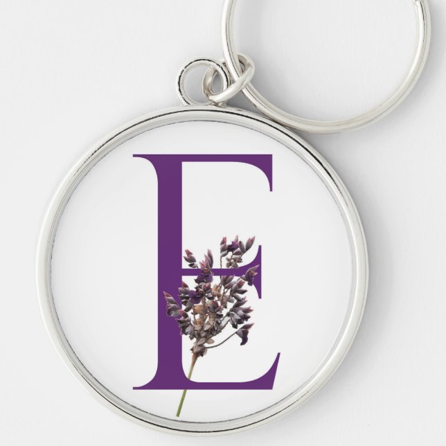 Llavero Letra E Keychain floral (Frente)