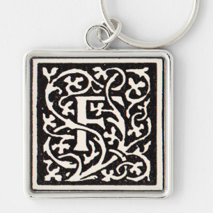 Llavero Letra F Art Nouveau Monograma Vintage