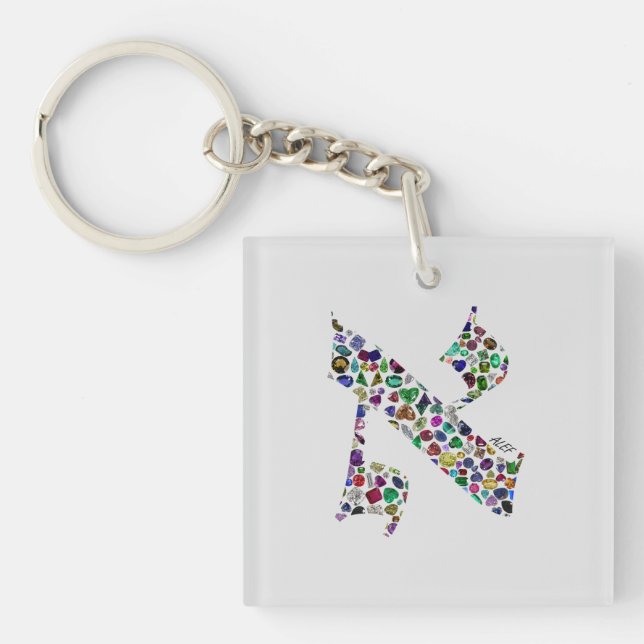 Llavero Letra hebrea ALEF hecha con guijarros (Frente)