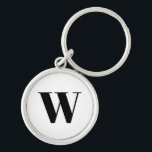 Llavero Letra inicial del monograma del personalizado blan<br><div class="desc">Personalizar,  personalize monograma,  inicial,  letra negro y blanco moderno elegante guión de moda clásica elegante refinado Keychain elegante.</div>