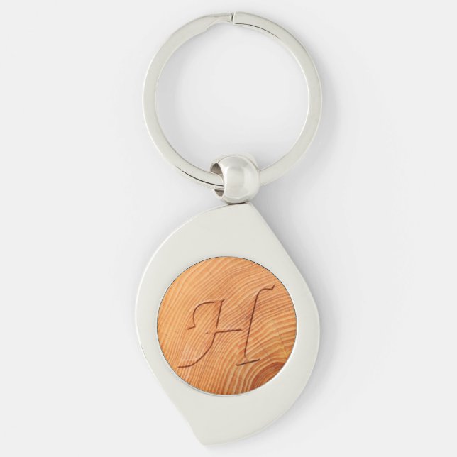 Llavero Letra inicial H Faux Distresed Wood Print (Anverso)