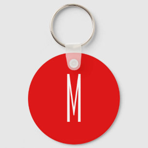 Llavero Letra inicial monograma estilo moderno rojo blanco