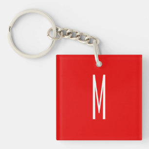 Llavero Letra inicial monograma estilo moderno rojo blanco
