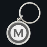 Llavero Letra inicial monograma moderna gris<br><div class="desc">Cadena de teclas monogramada moderna con monograma inicial en gris y blanco.</div>