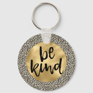 Llavero Letra Inspiradora Gold Leopard Print Be Kind