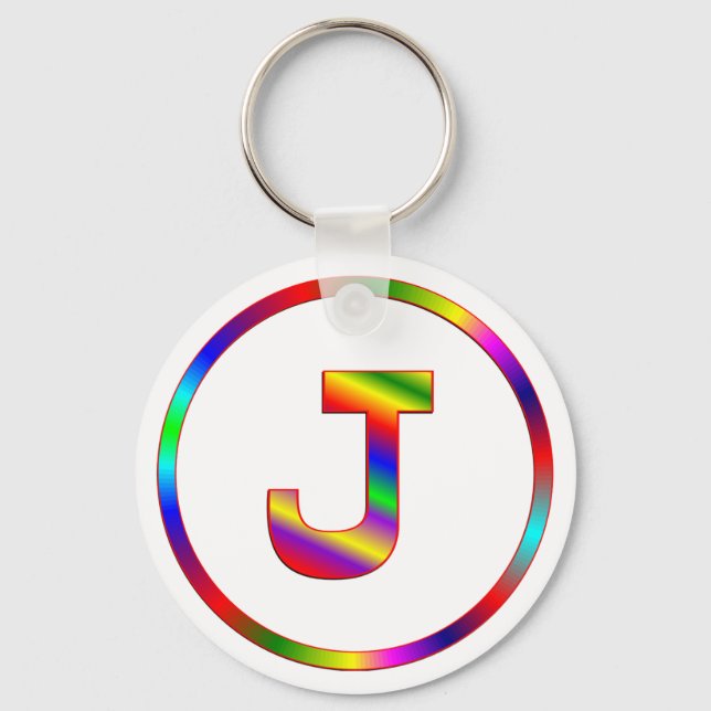 Llavero Letra J Arcoiris (Anverso)