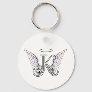 Llavero Letra K Monograma inicial con Angel Wings & Halo