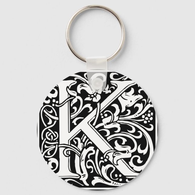 Llavero Letra K Monograma medieval Vintage inicial (Anverso)