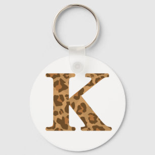 Llavero Letra K Nombre Monograma Imprimir Leopardo Inicial