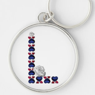 Llavero Letra L Floral Gemstone Keychain