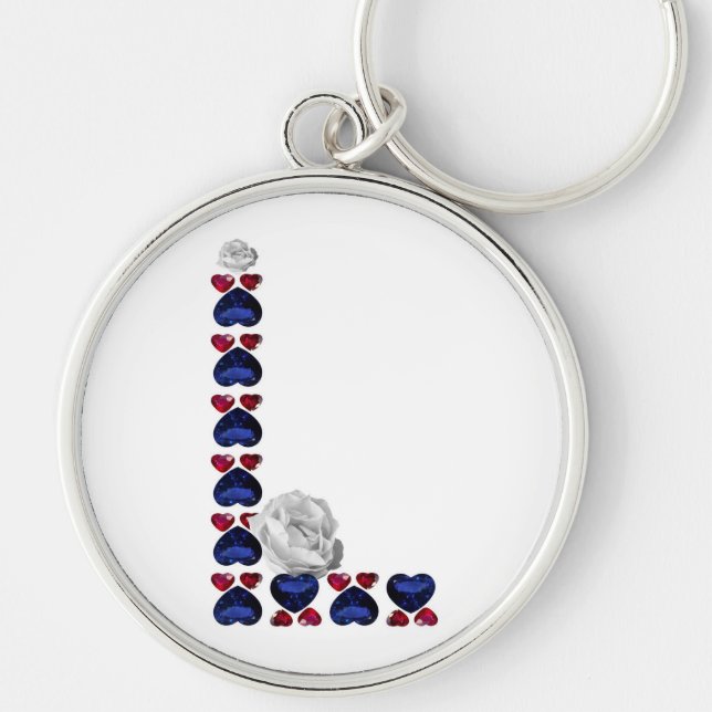 Llavero Letra L Floral Gemstone Keychain (Frente)