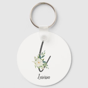 Llavero Letra L y floral personalizada