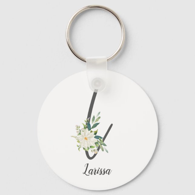 Llavero Letra L y floral personalizada (Anverso)