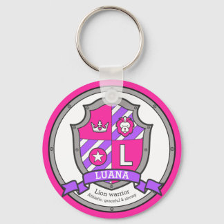 Llavero Letra luana nombre L significa escudo de león rosa
