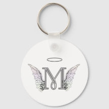 Letra M Monograma inicial con Angel Wings & Halo