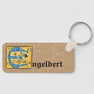 Llavero Letra medieval floral iluminada monograma E