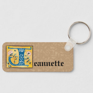 Llavero Letra medieval floral iluminada monograma J